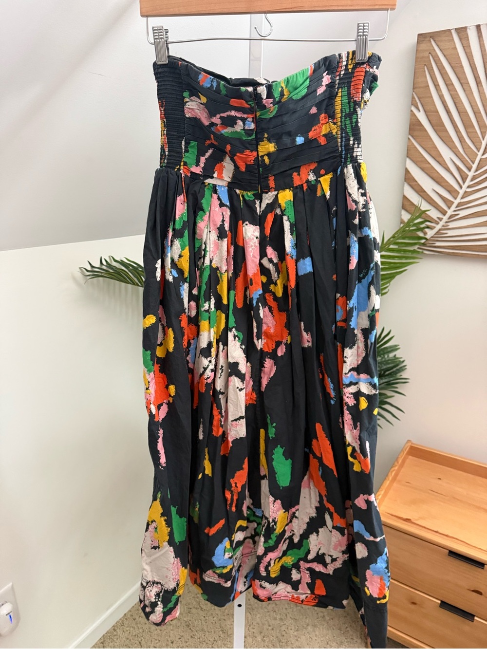 A.L.C. Tate Strapless Cotton Dress in Black Multi Size 8 - Picture 4 of 5